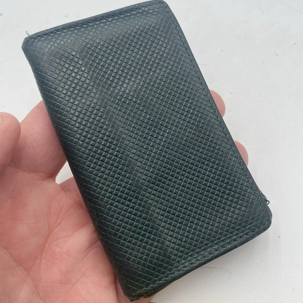 BOTTEGA‎ VENETA Green Intrecciato Leather Mens Bifold Wallet Italy Card SEE PICS